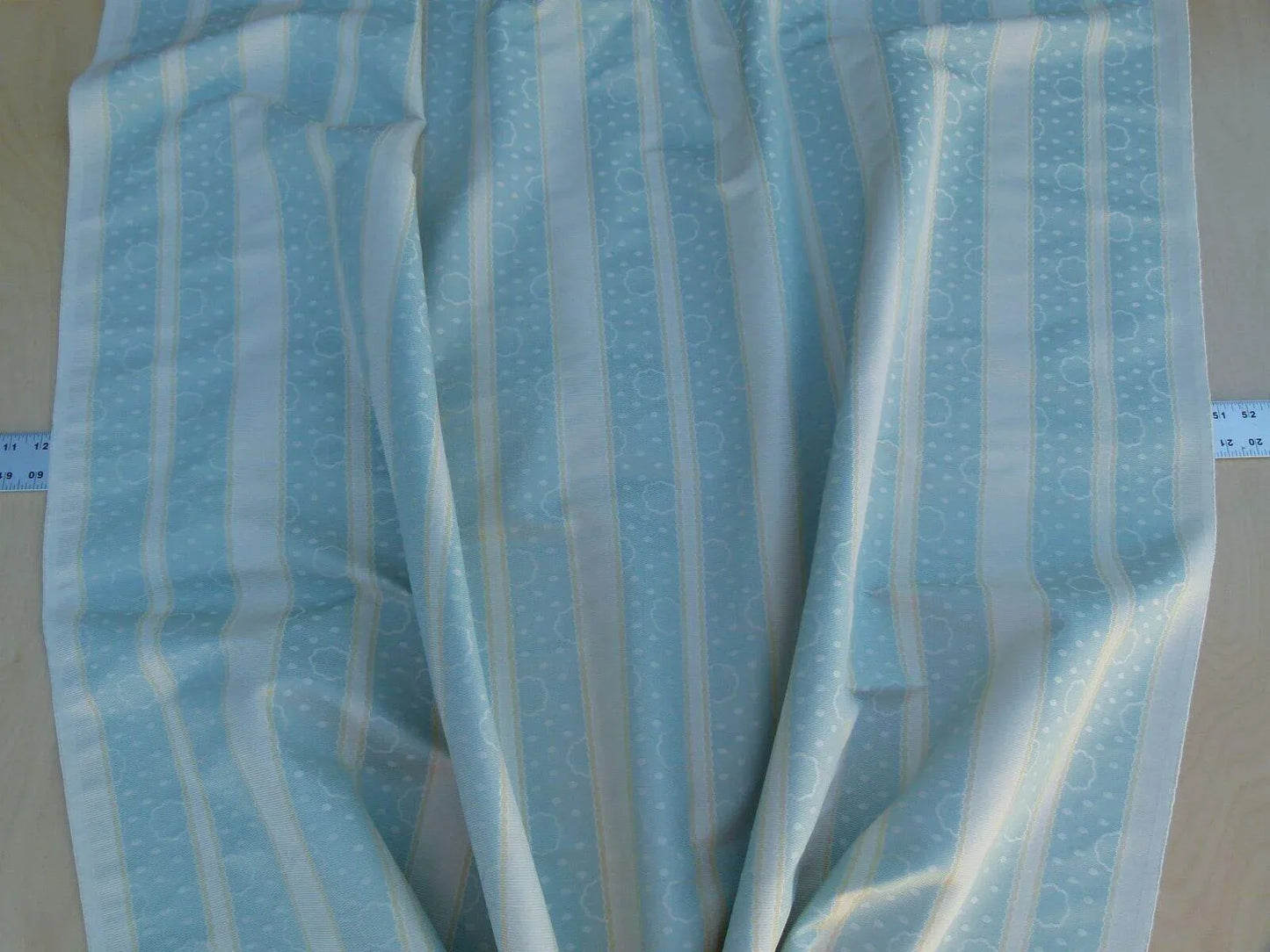 By Yard Scalamandre Reveillon Rigato Celeste Light Blue Silk Jacquard Colony From Italy MSRP USD 405/Y