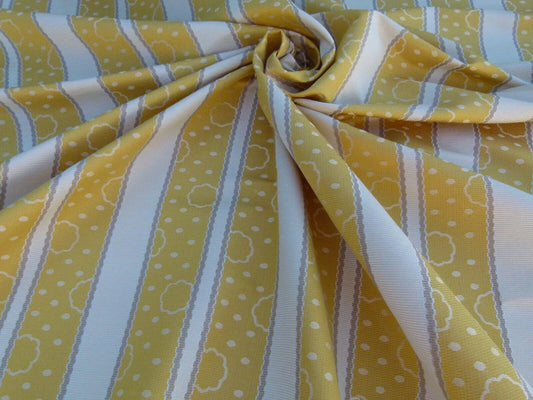 By Yard Scalamandre Reveillon Rigato Giallo Gold Silk Jacquard Colony From Italy MSRP USD 405/Y