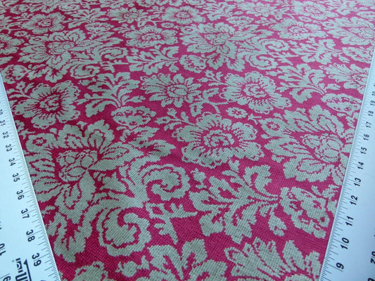 Scalamandre Audrey Damask Cut Velvet Linen Red Renaissance Artichoke Rose MSRP USD 427/Y