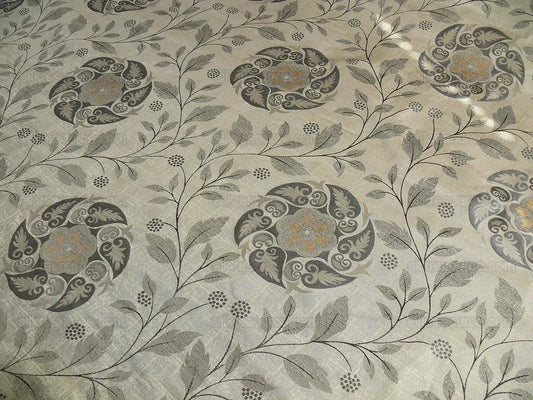 S Harris "tobago" Silk Lampas Lighter Silver Charcoal Black Grey Gold Art Deco Mid-century Thick MSRP USD 320/Y