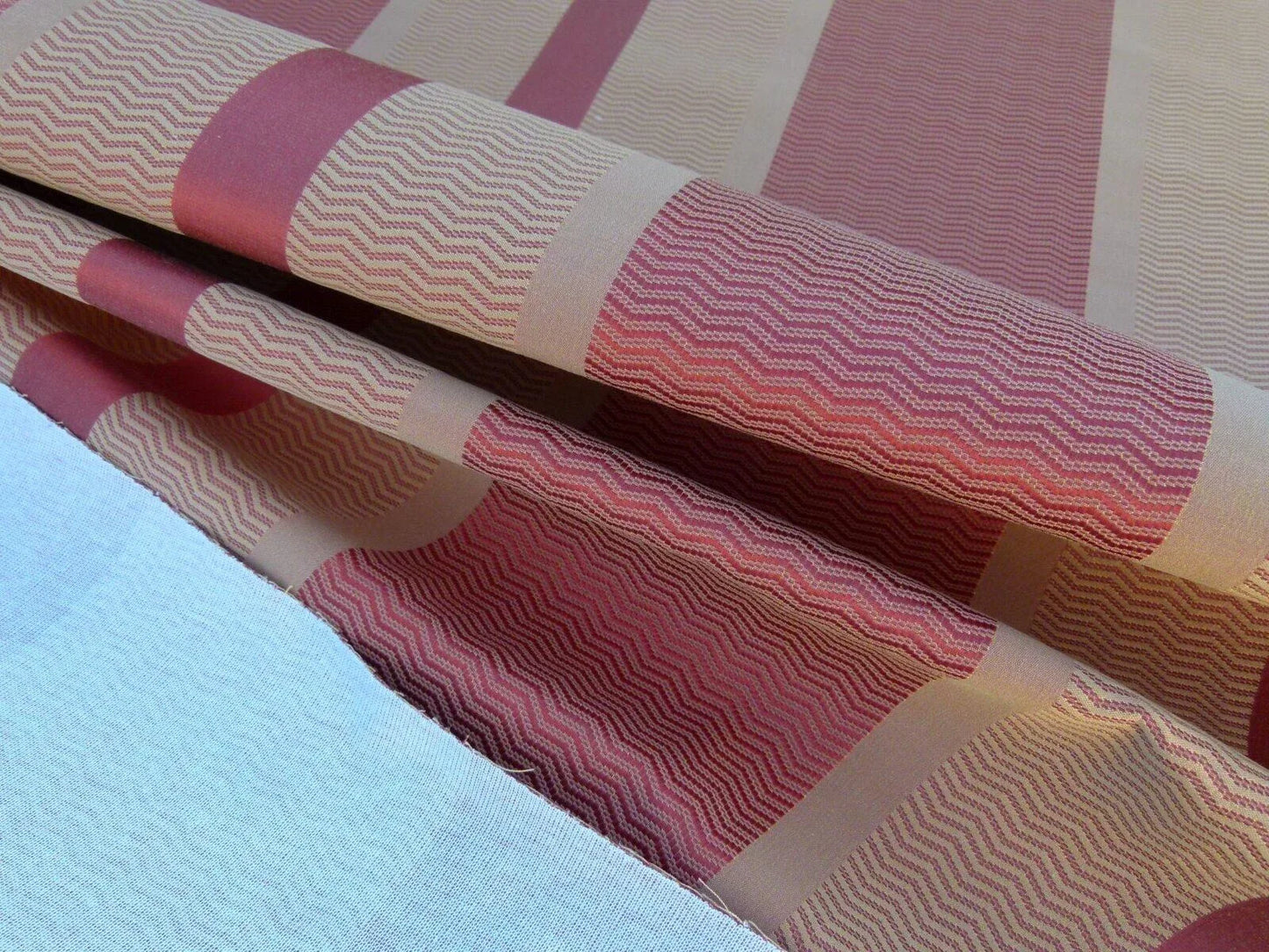 Scalamandre Grey Watkins Montes Stripe Rust Reversible Red Gold Jacquard Cotton Silk -By The Yard - MSRP USD 228/y (backed)
