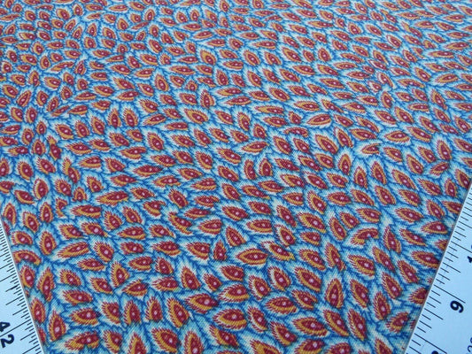 By Yard Scalamandre Les Feuilles Feathers Flowers Gw Blue/gold Red Orange Animal Skin Bird Feather Mid-Century MSRP $200+/Y