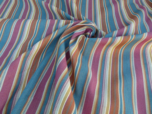Scalamandre Wyke Ruby/Multi Old World Weavers Cotton Stripe MSRP USD 132/Y