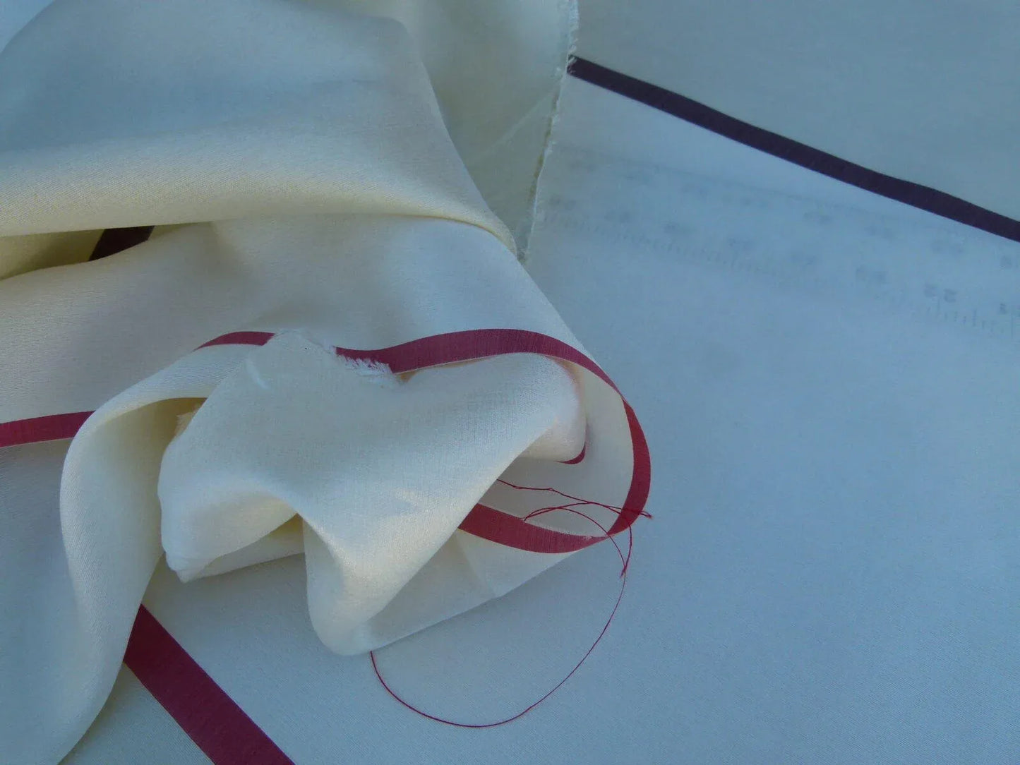 Scalamandre " Dorabella Garnet Red Purple Stripe On White Silk Organza Old World Weavers MSRP USD 244/yard"