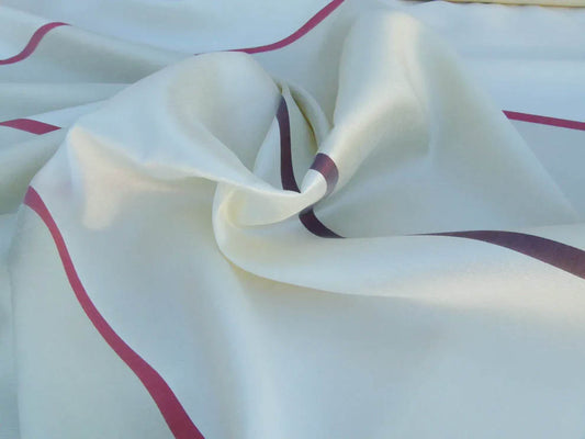 Scalamandre Dorabella Garnet Red Purple Stripe On White Silk Organza Old World Weavers MSRP USD 244/yard