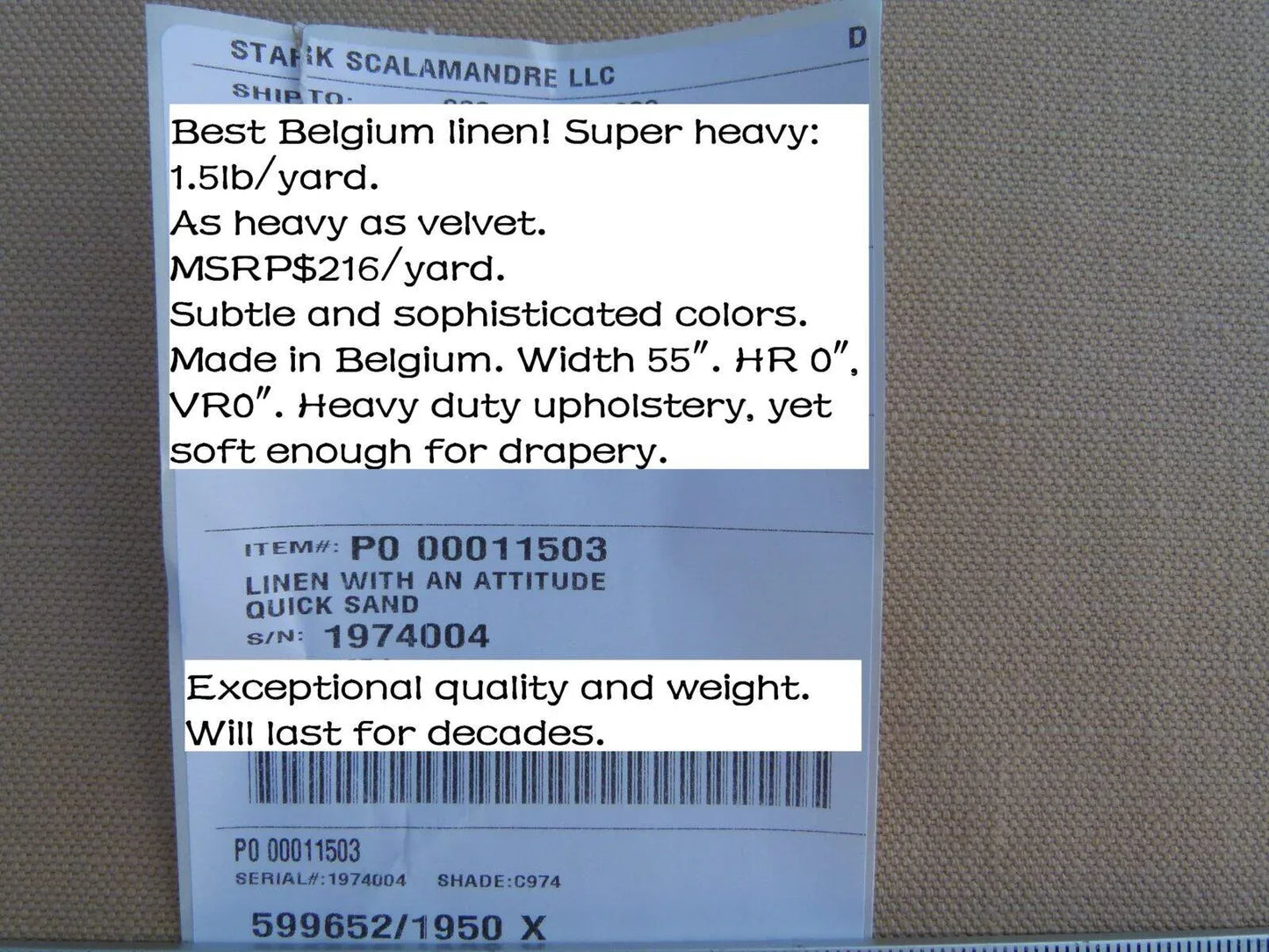 By Yard Scalamandre Linen With An Attitude Quick Sand Tan Beige Gray Grey Watkins MSRP USD 216/y