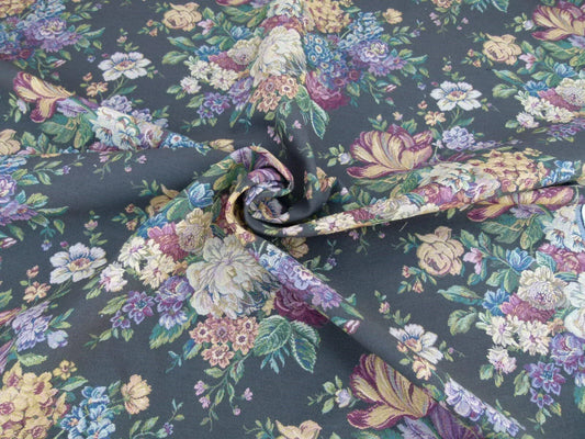 Scalamandre Mals II Multi On Green Tulip Peony Rose Bouquet Old World Weavers Tapestry MSRP USD 168/y