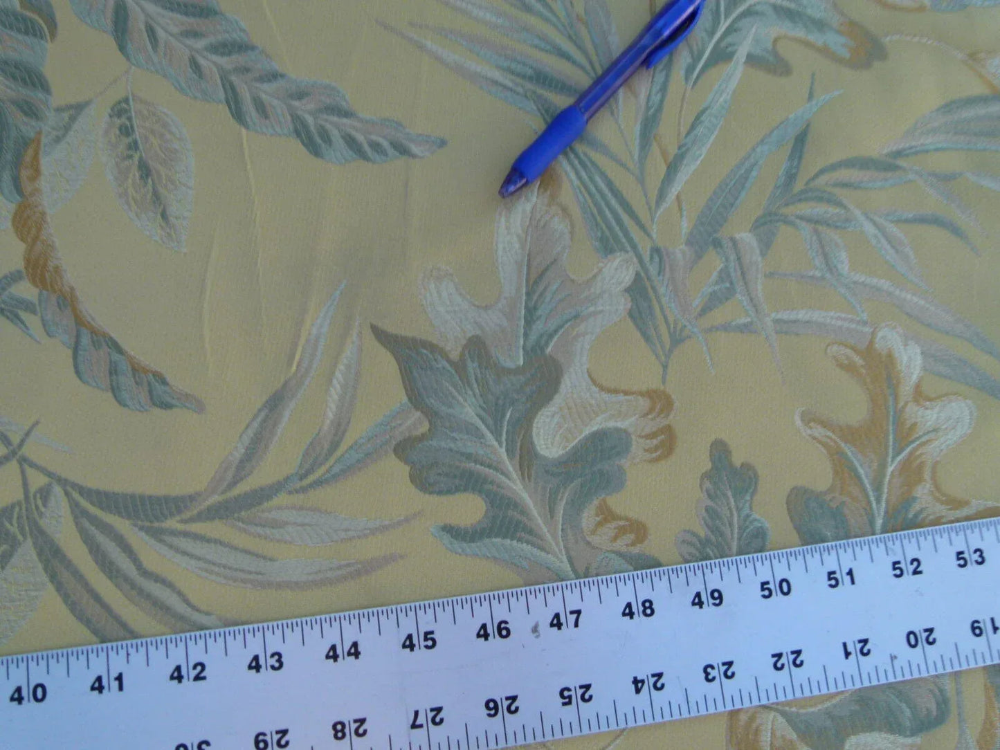 Scalamandre Old World Weavers Foliage Green Tropical Leaves Spectacular Lampas Yellow Gold MSRP USD 296/Y