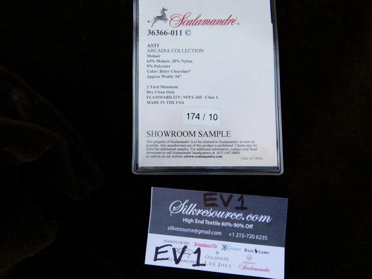 12 Ev1 2yds+ Scalamandre Asti Mohair Bitter Chocolate Deep Dark Brown MSRP USD 414/yard