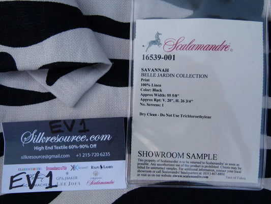 16 Ev1 1y Scalamandre Savannah Zebra Black White Linen Print