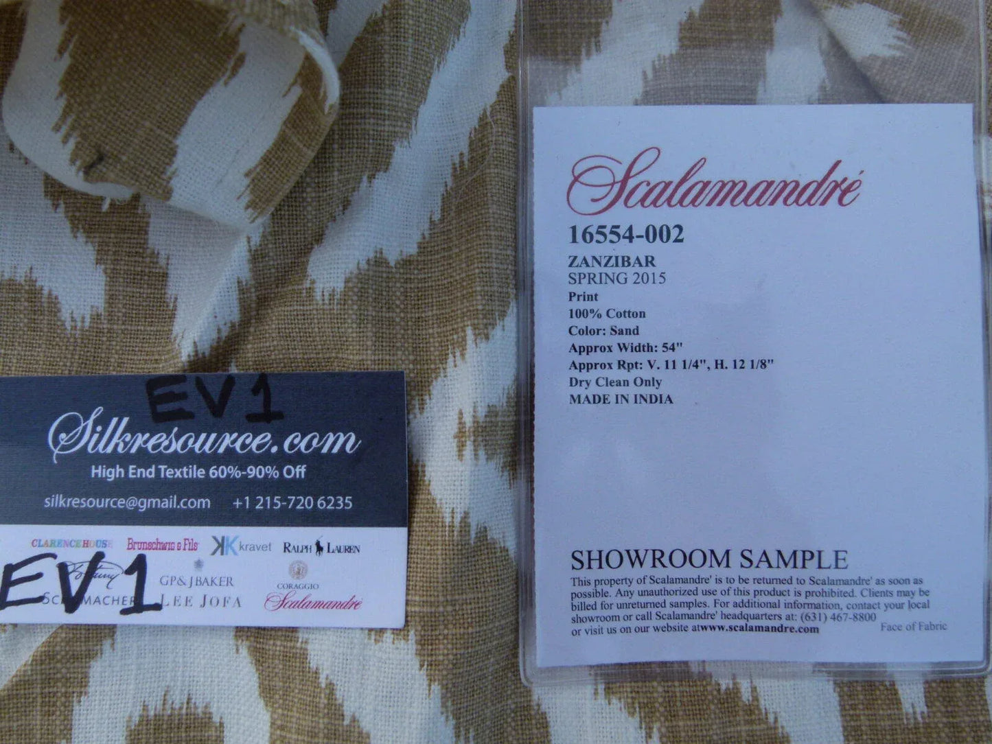 17 Ev1 1y Scalamandre Zanzibar Sand Tan Cotton Ikat
