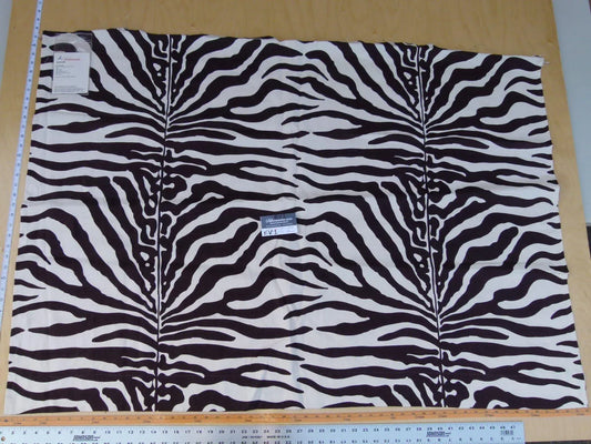 18 Ev1 Scalamandre Savannah Zebra Brown White Linen Print 1y