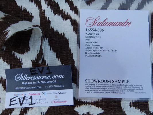 20 Ev1 1y Scalamandre Zanzibar Espresso Dark Brown Cotton Ikat