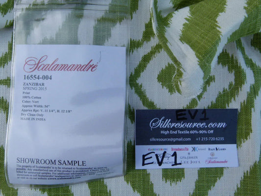 22 Ev1 Scalamandre Zanzibar Vert Green Cotton Ikat
