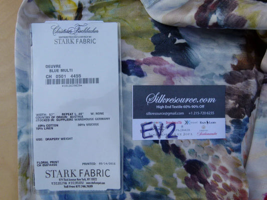 1 Ev2 2yx29"w Scalamandre Oeuvre Blue Multi Abstract