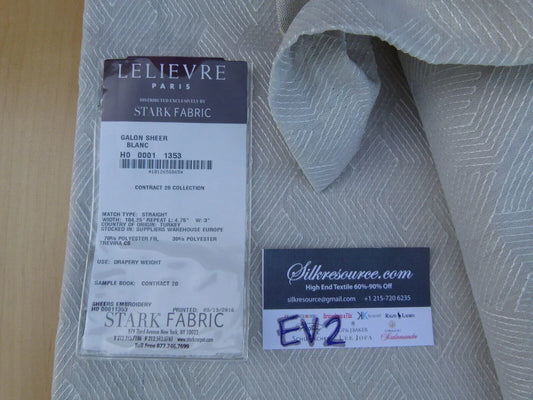 3 Ev2 2y Scalamandre Galon Sheer Blanc Off White Embroidery Geometric