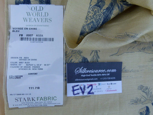 7 Ev2 Scalamandre 1.2y Voyage En Chine Bleu Blue Chinoiserie Print