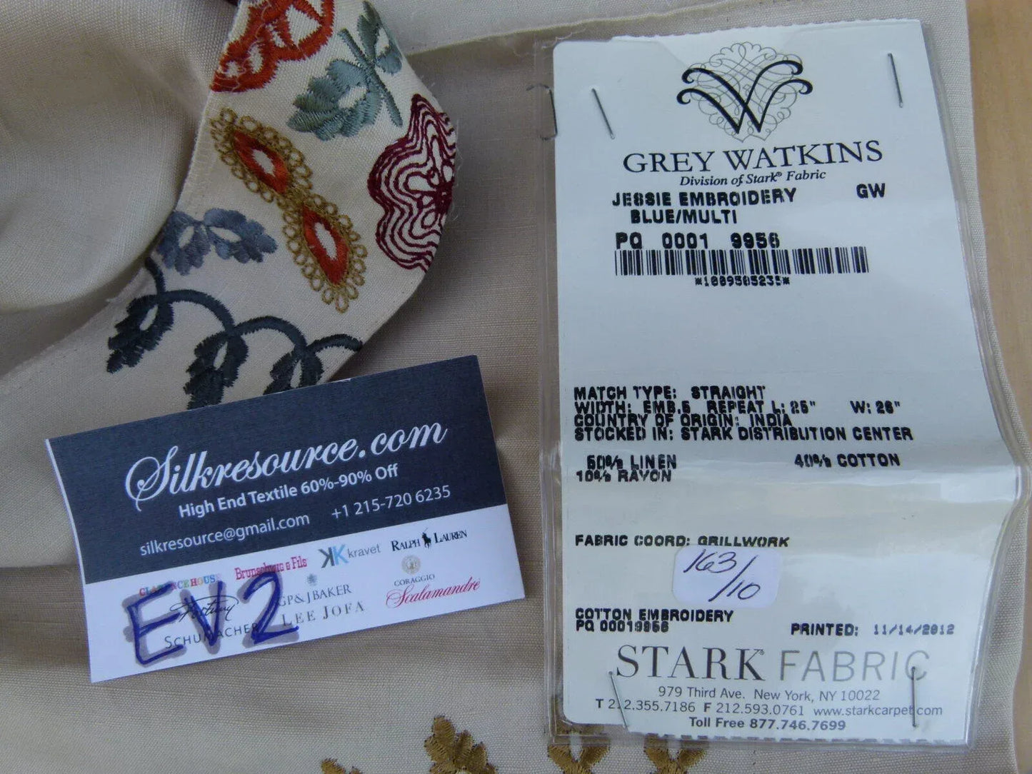 12 Ev2 48"x57"scalamandre Jessie Embroidery Grey Multi Floral Doodle Medallion