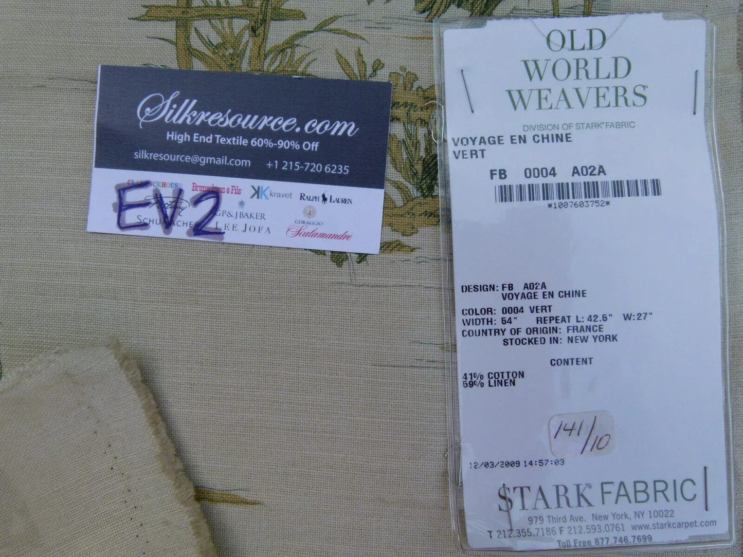 16 Ev2 1.4y Scalamandre Voyage En Chine Vert Green Chinoiserie Print MSRP USD 388/y