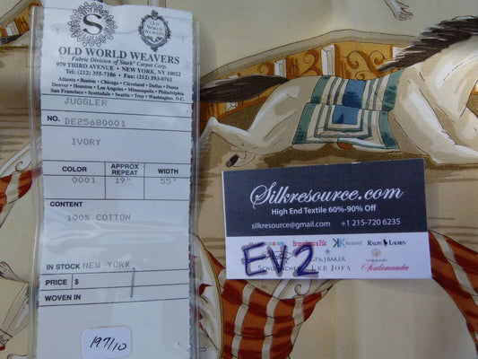 18 Ev2 2.4y Scalamandre Juggler Ivory Cotton Circus Print