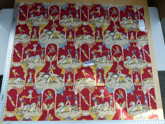 20 Ev2 1.2y Scalamandre Juggler Red Cotton Circus Print