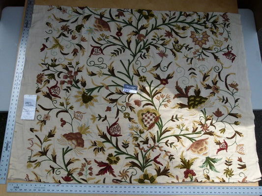 21 Ev2 1.2y Scalamandre Floribunda Pastel Green Brown Cotton Wool Embroidery MSRP USD 400+/Y