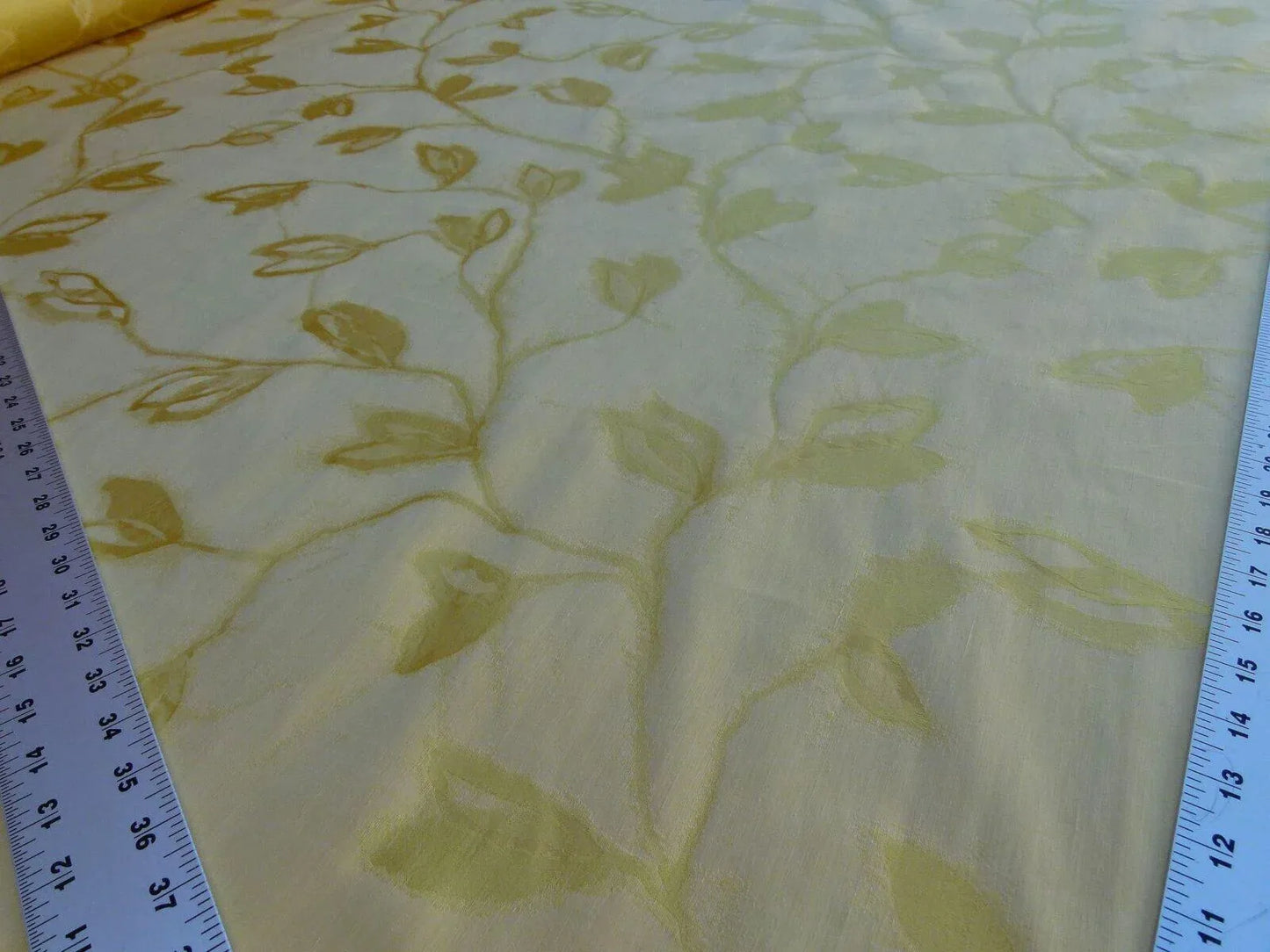 By Yard Scalamandre Gw Maharajah Citron Yellow Lemon Silk Linen Damask Reversible MSRP USD 348/Y