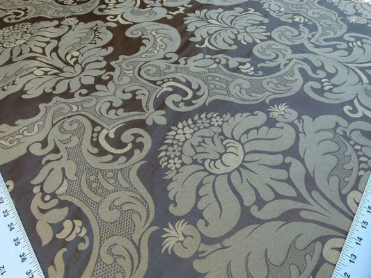 Old World Weavers Scalamandre Bellona Mocha Brown Gold Thick Renaissance Silk Damask MSRP USD 650/Y