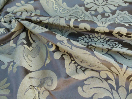 Old World Weavers Scalamandre Bellona Mocha Brown Gold Thick Renaissance Silk Damask MSRP USD 650/Y