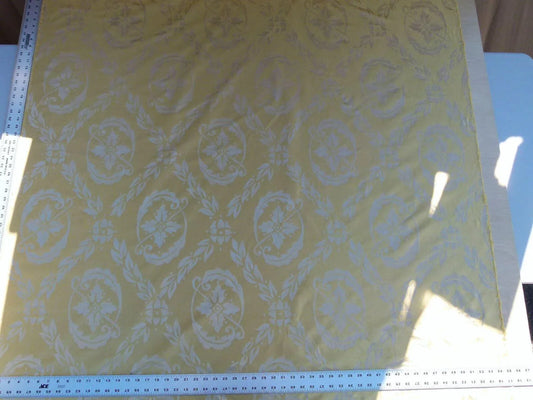 Scalamandre Navonna Gold Yellow Neoclassical Silk Lampas Medallion Crest MSRP USD 444/yard Old World Weavers