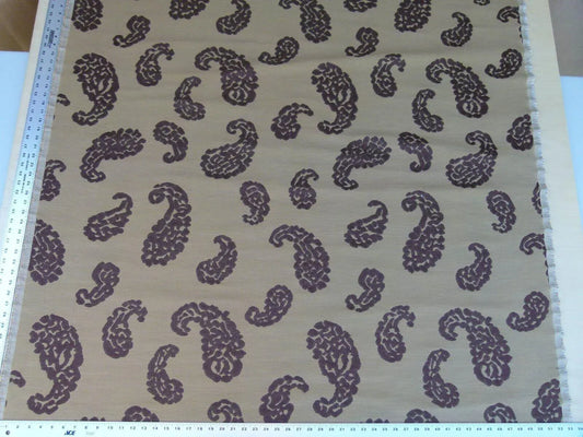 Scalamandre Katmandu Marrone Brown Chocolate Hazelnut Gold Silk Lampas Paisley MSRP USD 364