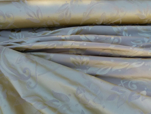 Scalamandre Navonna Pale Taupe Neoclassical Silk Lampas Medallion Crest MSRP USD 444/yard Old World Weavers