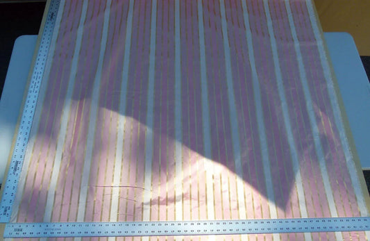 Scalamandre Napoli Stripe Pink Tan Gold 100% Silk Taffeta MSRP USD 350/y