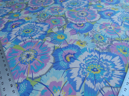 Old World Weavers Festive Summer Hydrangea Blue Linen Royal Hippie Flower Power 1960s