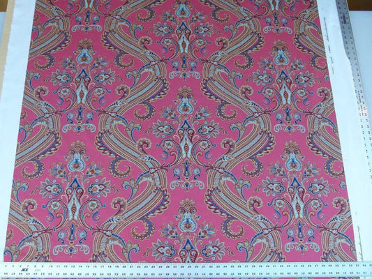 By yard Scalamandre Hudson Multi On Coral Pink Red Paisley Printed Cotton Sateen Belle Jardin Collection Fr France MSRP USD 216/y