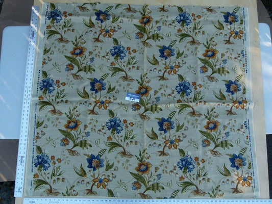 6 Ev4 1.3y Old World Weavers Scalamandre Kentwell Blue Wheat English Chintz Linen Heavy MSRP USD 324/Y
