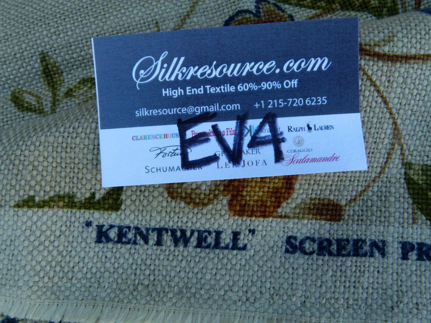 6 Ev4 1.3y Old World Weavers Scalamandre Kentwell Blue Wheat English Chintz Linen Heavy MSRP USD 324/Y