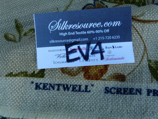 6 Ev4 1.3y Old World Weavers Scalamandre Kentwell Blue Wheat English Chintz Linen Heavy MSRP USD 324/Y