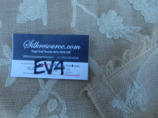 10 Ev4 Scalamandre 44"x44"crewel Balik Embroidery White On Natural MSRP USD 304/Y