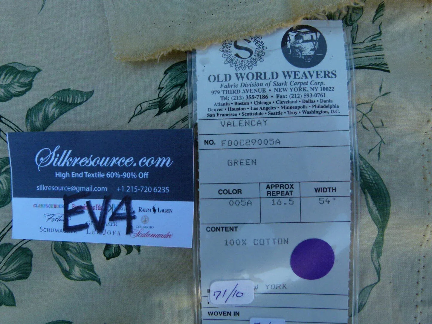 11 Ev4 Scalamandre 2.4y Valencay Green French Toile Cream MSRP USD 132/Y