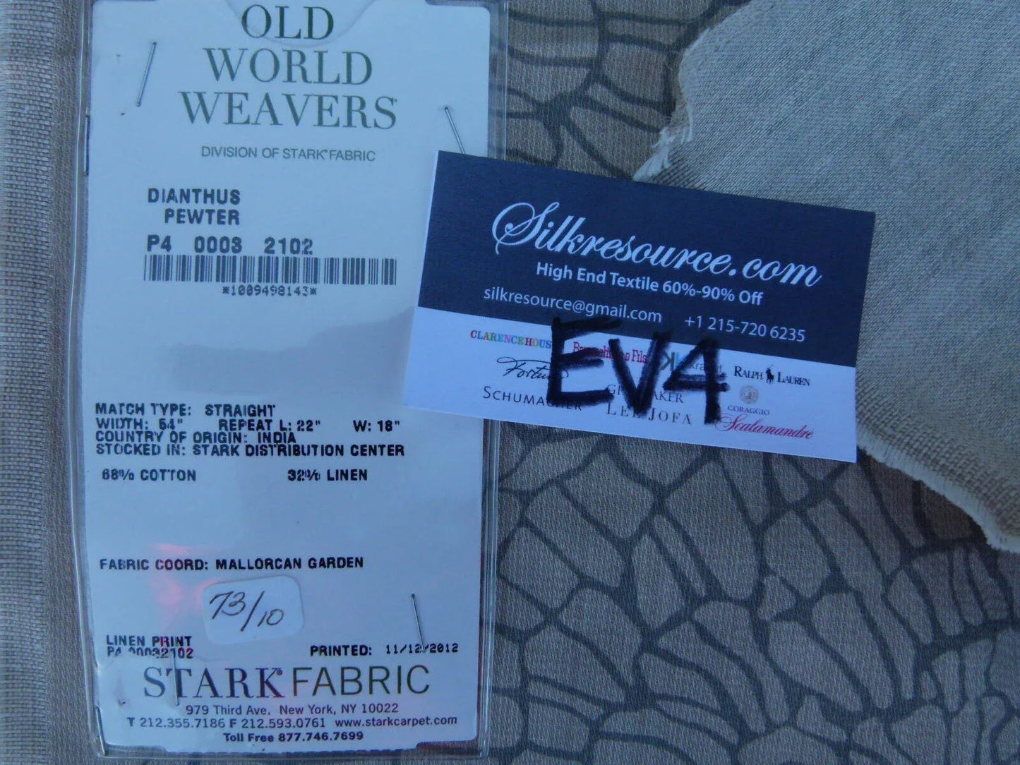 21 Ev4 Scalamandre 1.2y Dianthus Pewter Grey Print MSRP USD 144/Y Flower Print Old World Weavers Cotton Linen