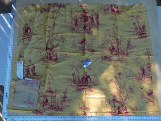 29 Ev4 1.2y Scalamandre Voyage En Chine Yellow Red Chinoiserie Print MSRP USD 388/y