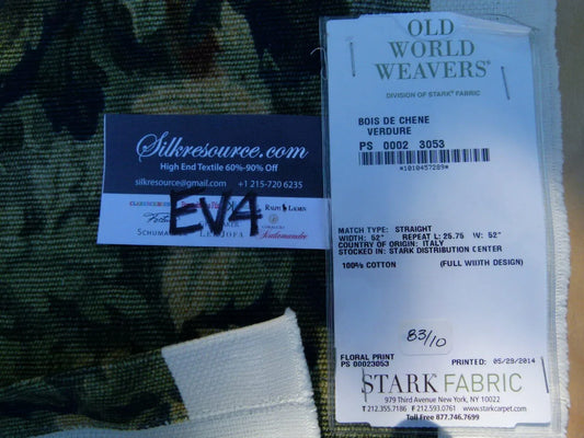 38 Ev4 Scalamandre 1.2y Bois De Chene Verdure Green Brown Beige Foliage Print