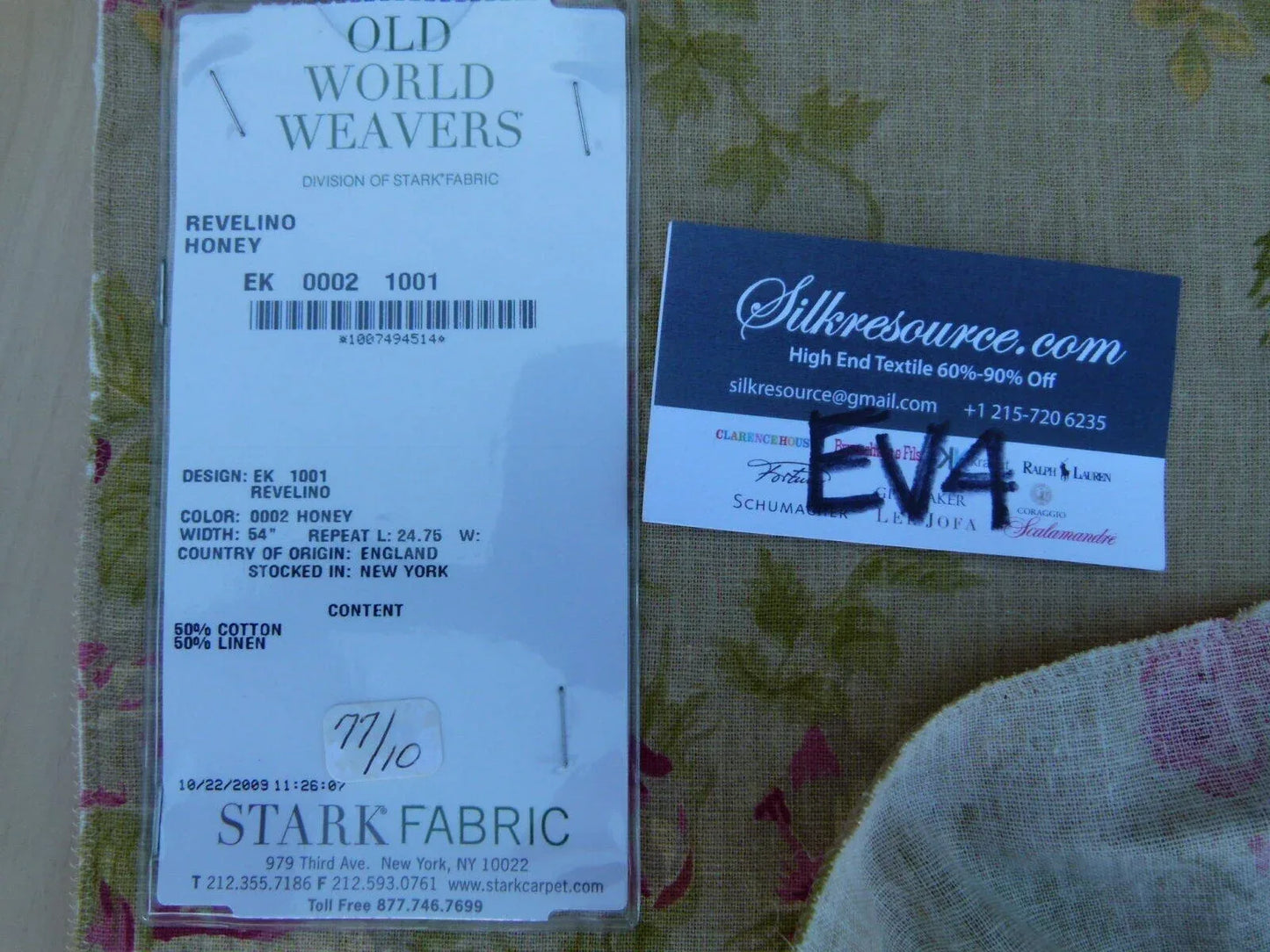 41 Ev4 Scalamandre 1.2y Revelino Honey Tan Floral Pink Green Beige Cotton Linen Print