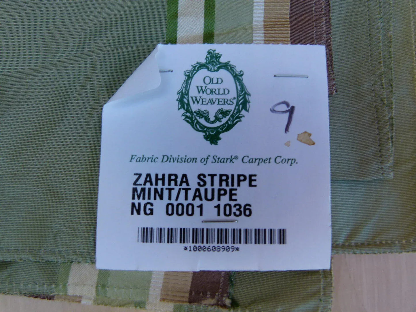 10 Ev5 Scalamandre Square Showroom Sample Zahra Stripe Mint Green Taupe Silk Per Piece