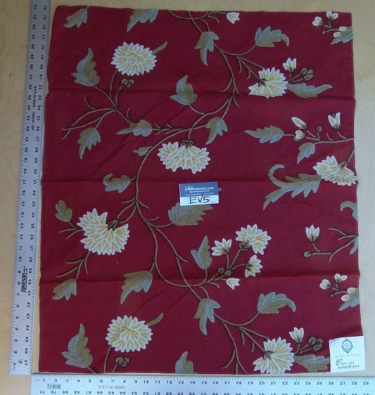 19 Ev5 Scalamandre 34"x29" Jaya Red Wool Chrysanthemum Embroidery On Cotton MSRP USD 216/Y (copy)