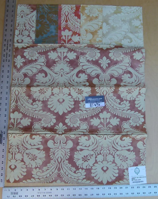 27 Ev5 33"x24"scalamandre Showroom Sample Judith On Cream Satin Rose Cotton Print MSRP USD 314/Y