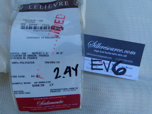 11 Ev6 2.4y Scalamandre Showroom Length Celeste Ivoire Ivory Solid Sheer Luminous MSRP USD 358/Y