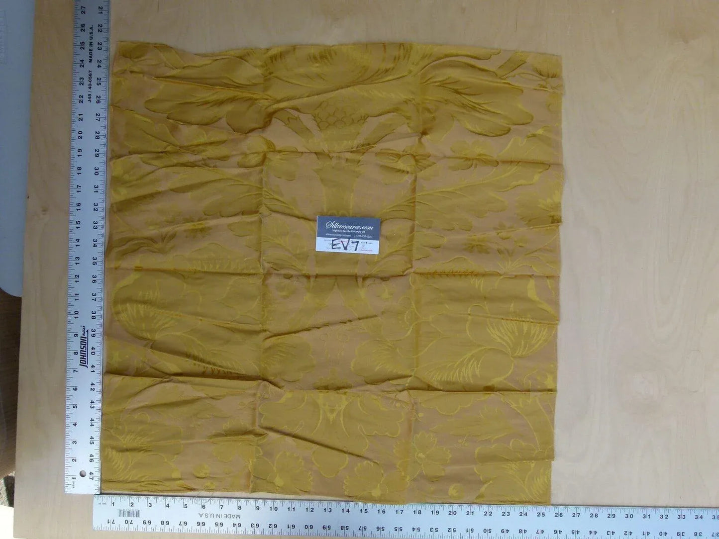 4 Ev7 25"x25" Scalamandre Showroom Sample Messonnier Orange Gold Silk Cotton Floral #2