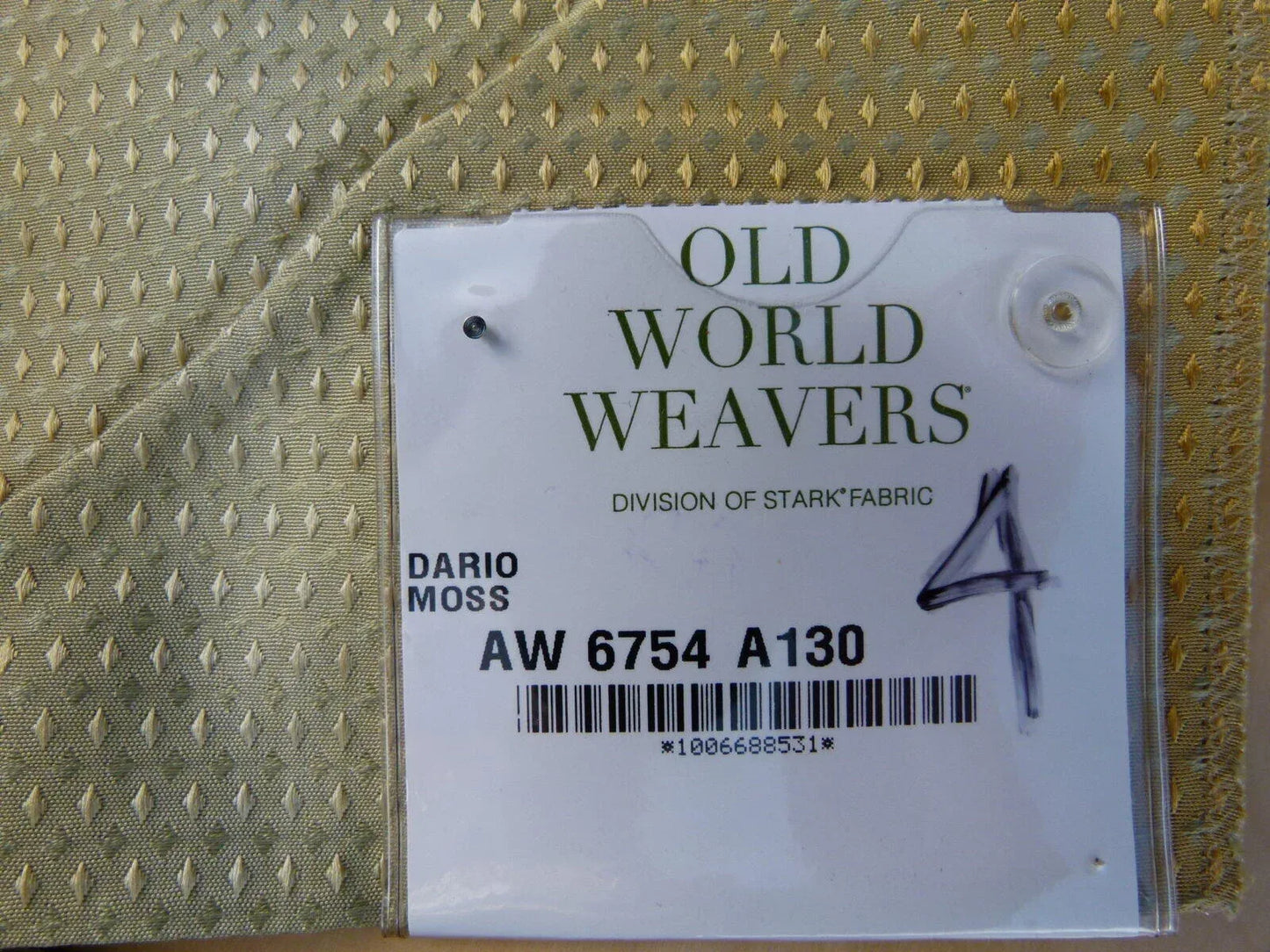 9 Ev7 Scalamandre Showroom Sample Square Dario Moss Browns Gold Geometric Stripe Silk Cotton Per Piece